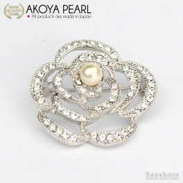 パール ブローチ デザインフラワー あこや真珠 5.0-6.5mm 結婚記念日 6月生まれ プレゼント 女性 母の日のプレゼント 【母の日】