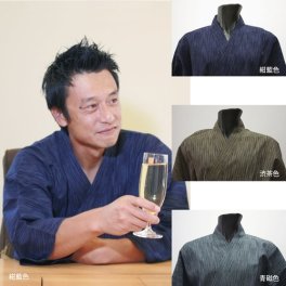 【名入れ】日本製 久留米織の夏作務衣 綿100％（3色/S・M・L・LL・3L）[期間限定送料無料]