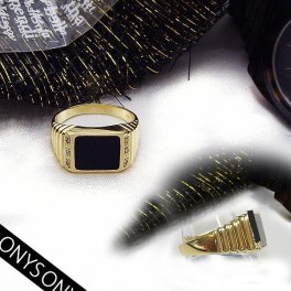 K18ゴールド【0.06ct】ダイヤモンド メンズリング【Men's】オニキス＆ダイヤモンド［SIクラス/F～Dカラー/GOOD～VERYGOOD］【送料無料】     LMR-0013A