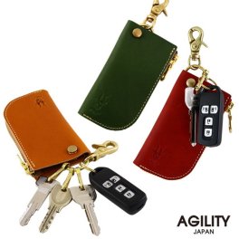 『ピモン』(全7色)東京レザー【キーケース スマートキー ファスナー ナスカン 日本刀 鞘 革 本革 レザー キーフック キーリング プレゼント コンパクト メンズ レディース 日本製】【AGILITY affa(アジリティアッファ)】牛革 誕生日 クリスマス 父の日 母の日 プレゼント ギフト 贈り物 男性 女性 おしゃれ