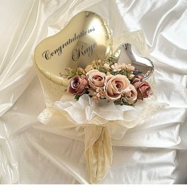 バルーンブーケ ブラウンローズバルーンブーケ 名入れ無料 誕生日 記念日 サプライズ バルーンギフト 花束 記念日 プレゼント
