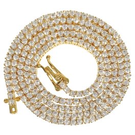 モアサナイト ネックレス Moissanite テニスネックレス .925Silver K18ゴールド ２mm ４５ｃｍ / ５０ｃｍ【6.4カラット】メンズ レディース GRA証明書付