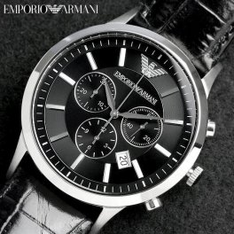 EMPORIO ARMANI エンポリオアルマーニ  腕時計 メンズ クロノグラフ 革ベルト レザー ブランド ビジネス 人気モデル AR2447