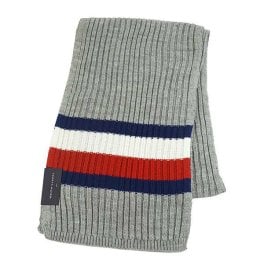 トミーヒルフィガー TOMMY HILFIGER マフラー H8C83248 GLOBAL STRIPE RIB SCARF グローバル ストライプ リブ スカーフ 070 CHARCOAL HEATHER 灰 グレー