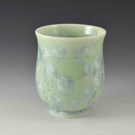 清水焼 京焼 単品湯呑 ギフト 花結晶(緑・茶) はなけっしょう　みどり・ちゃ