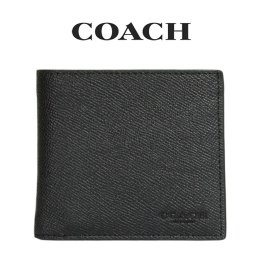 送料無料 コーチ COACH アウトレット 敬老の日 メンズ 財布 二つ折り財布 CU371 QB/BK(ブラック) ブラック