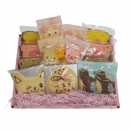 七五三お祝の贈り物に！おめでとうメッセージギフト/アニマルクッキーお祝い焼き菓子ギフト(15点入り) [mga-iwai2400]