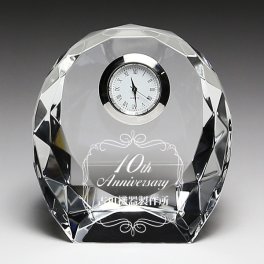  結婚祝 周記念 誕生祝 開店祝 退職祝 還暦祝 クリスタル時計 DT-17 名入れ無料