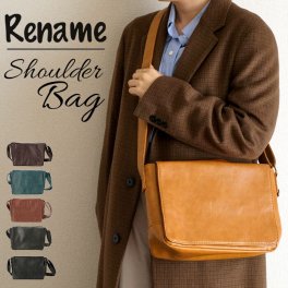 ショルダーバッグ メンズ 小さめ 通販 斜めがけ かっこいい 通勤 通学 サブバッグ かぶせ ミニショルダーバッグ シンプル 無地 カジュアル 旅行 トラベル 散歩 ウォーキング Rename custom リネームカスタム RSG60029 メッセンジャーバッグ