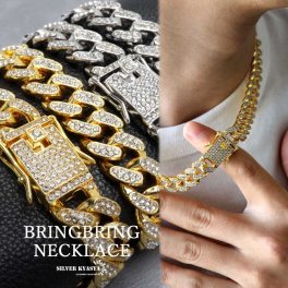 マイアミキューバンネックレス 喜平ネックレス メンズ ゴールド シルバー チェーンネックレス gold silver キラキラ CZ ブリンブリン パヴェネックレス 男性