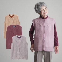シニアファッション レディース 80代 70代 60代 90代 秋冬 花刺しゅう裏ボアニットベスト おばあちゃん 服 プレゼント 婦人服 女性 ミセス 祖母 お年寄り 老人 高齢者  ギフト（csz-ft11-21-923）