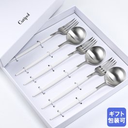 クチポール Cutipol GOA ゴア シルバー×ホワイト 6点セット ディナー フォーク スプーン 洋食器 【スペシャルラッピング660円(別売り)】 カトラリーセット 送別会 引っ越し祝い 誕生日 お中元 結婚祝い 結婚式 高級 父の日 母の日 即日発送 ホワイトデー