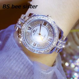 BS bee sister 腕時計 時計 レディース 女性用 ウォッチ セレブ ゴージャス ダイヤモンド 人気 クリスタル ガラスカット アクセサリー ラッピング無料 送料無料 かわいい おしゃれ ゴールド ブレスレット 旅行 イベント カジュアル 丸い 円形 FA1106