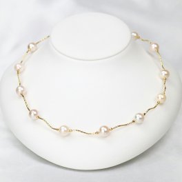アコヤ真珠 12珠 8.5-9.0mm ステーション ネックレス アクセサリー パール 本真珠 国産 あこや真珠 お取り寄せ パールネックレス 真珠 あこや