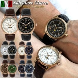 【ペアウォッチ】 Salvatore Marra サルバトーレマーラ 腕時計 ペア時計 2本セット ムーンフェイズ 限定モデル メンズ レディース 革ベルト ブランド カップル ギフト 恋人 カップル お揃い 夫婦 記念 結婚 20代 30代 40代 50代 60代