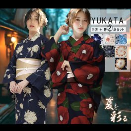 浴衣 ワンピース レディース 二部式 2点セット セパレート浴衣、リバーシブル帯 クールパス 涼しい 吸水速乾 高見え 送料無料 レトロ モダン かわいい 簡単 大人 和装 和服 花火大会 夏祭り 大きいサイズ 20代 30代 40代 黒 白 紺 花柄 振袖 低身長 高身長