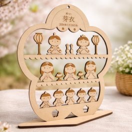 【選べる顔 有or無】2Way雛人形3段　　壁面 木製 コンパクト 省スペース ひな祭り 桃の節句 女の子 初節句 お祝い ギフト プレゼント 玄関 マンション アパート 卓上 インテリアに馴染む