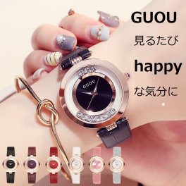 『 時計のプレゼントを贈る 』GUOU レディース 女性用 腕時計 時計 エレガント ウォッチ ラインストーン石使用クォーツ アクセサリー ラッピング無料  かわいい おしゃれ ゴールド ブレスレット 旅行 イベント カジュアル 通勤 通学 WG8039