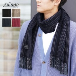 マフラー メンズ カシミヤ100% ストライプ 柄 ブランド Filomo ギフト プレゼント 【ネコポスで送料無料】 父の日 (02000298-mens-1r) クリスマス バレンタイン 母の日 定年退職 バレンタイン 成人祝い