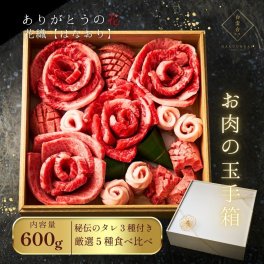 焼肉セット ギフト お肉のお重 メッセージカード/日時指定/熨斗対応可 ありがとうの花 600g タレ付き 大阪 鶴橋 焼肉白雲台（花織）