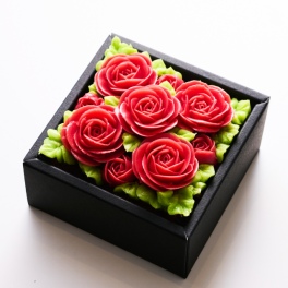 『食べられるお花のケーキ』【シャイニングレッド】Anniversary"ミニ"ボックスフラワーケーキ＜ミニサイズ＞　