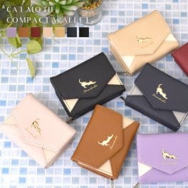 【メール便送料無料】財布 ミニ財布 ねこ ネコ 猫 レディース コインケース ウォレット コンパクト レター プレート アニマル カード 多収納 小銭入れ おしゃれ 可愛い 上品 フォーマル 使いやすい ブラック ネイビー キャメル jw-0266