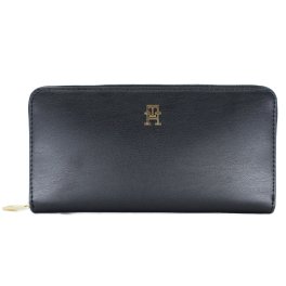 トミーヒルフィーガ　TOMMY HILFIGER　長財布　AW0AW17744 BDS　ブラック　フェイクレザー　TH ICON LARGE ZIP AROUND　ティーエイチ アイコン ラージ ジップ アラウンド　ヨーロッパライン