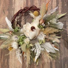 ☆パームフラワーのハーフリース☆ お花 花 生花 花束 フラワー アレンジメント ドライフラワー プレゼント ギフト 贈り物 お祝い 誕生日 母の日 父の日 結婚祝い 出産祝い バレンタインデー ホワイトデー 記念日 敬老の日 結婚記念日 彼氏 彼女 送別 退職 入学 卒業 開店祝い 周年祝い
