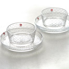 ブランドボックス付属:イッタラ iittala ツンドラTundra ボウル・プレート　ペアセット　クリア【北欧ブランド食器】【御結婚御祝・新築・還暦・御礼・ギフト包装可能】