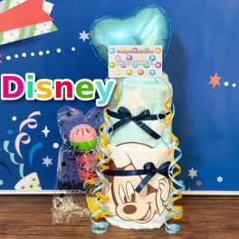 おむつケーキ ディズニー 出産祝い 身長計バスタオル付 男の子 パンパース ブランド ギフトセット 日本製オムツケーキ ミッキー 贈り物 タオル  バスタオル お祝い ベビー用品 プレゼント Smilepop