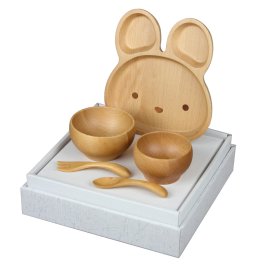 【お食い初め】北欧産のブナの木で作られた子供食器セット うさぎ 名入れ可能◆ナチュラルなぶな材使用。ご自宅はもちろんギフトにも◎