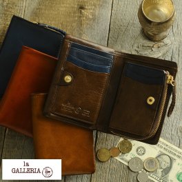 青木鞄 la GALLERIA 二つ折り財布 ファスナー小銭入れ付き Arrosto  メンズ 大人 男性 本革 カジュアル レザー カード入れ 多い 牛革 box型 小銭入れ ボックス型