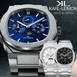 【国内正規品】カルレイモン KARL-LEIMON 日本製 腕時計 メンズ ラグスポ ラグジュアリースポーツ ムーンフェイズ マジェスティ ステンレスベルト シルバー ウォッチ ギフト カールレイモン KARL LEIMON