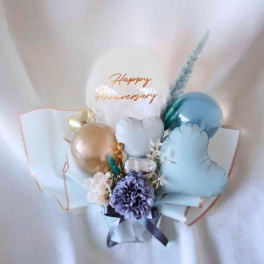 【名入れ無料】バルーンギフト（大人上品なブルーギフト）誕生日 開店祝い 結婚祝い 電報 記念日 結婚式 パーティー 家族 親戚 友達 豪華 サプライズ 綺麗 かわいい 風船 お返し お礼 飾り付け インテリア 特別