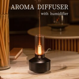 アロマディフューザー 卓上 加湿器 超音波式 アロマミスト 暖炉風 アロマランプ LEDライト ルームフレグランス 北欧 モダン プレゼント 女性 贈り物 母の日 クリスマス