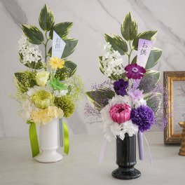 プリザーブドフラワー 仏花 仏花 凛（りん） | お供え花 供花 仏壇用 初盆 新盆 四十九日 一回忌 三回忌 法事 法要 お供え お悔やみ お彼岸 花器付 即日発送 送料無料
