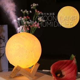 3D 月球灯 加湿器 880ml タッチ式 コードレス 3段階 調光 明るさ調節 バッテリー内蔵 LED ライト 照明 小型 軽量 加湿 ミスト ナイトランプ 照明 噴射 デスク テーブル 卓上 寝室 インテリア 雑貨 月 ムーン 月面 球体 丸形 秋 冬 ギフト 母の日 実用的