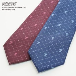 ピーナッツ／ネクタイ　(スヌーピー：マイクロチェック柄)　ブルー、レッド プレゼント ギフト Peanuts necktie  ブランドネクタイ ネクタイブランド キャラクター　ビジネス　フレッシャーズ　マイクロチェック　チェンジタイ PND48168