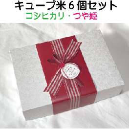 キューブ型お米セット６個組【コシヒカリ・つや姫】　贈答・ギフト・内祝い・お祝い・お礼・挨拶