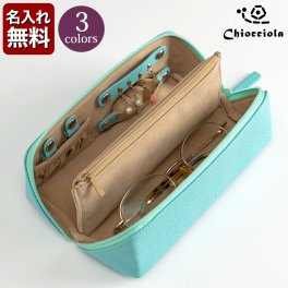 【名入れ無料】イタリアンレザー 一目瞭然 メガネ＆アクセサリーポーチ Chiocciola ポーチ ジュエリーケース メガネケース 眼鏡 めがね ネックレス ピアス イヤリング ブレスレット 指輪 リング 貴金属 貴重品 収納 旅行 出張 普段使い