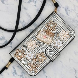 【受注生産】スマホケース【キラキラ手帳型ケース】ショルダーストラップ付き