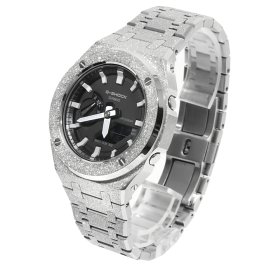G-SHOCK GA2100 1a フロステッド シルバー カスタム ブラック文字盤 カシオーク ステンレス製 艶消しモデル Frosted Edition