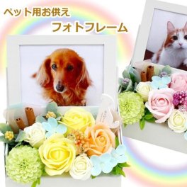 ソープフラワー メモリアル シルエット ペット 写真立て お悔やみ花 御供 贈り物 レインボーローズ ギフト お供え 愛犬 命日 仏花 四十九日 初盆 お盆 法事  供養  法要 送料無料