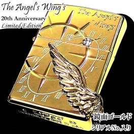 ZIPPO 限定 2000個生産 エンジェルウィング ジッポ ライター ゴールド おしゃれ スワロフスキー 天使の羽 美しい シリアルNo入り 高級 エンジェルウイング かっこいい 金タンク メンズ プレゼント ギフト