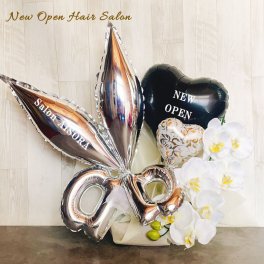 【送料無料】美容院 開店祝い バルーンギフト 胡蝶蘭 美容室 床屋 理容室 オープン バルーンフラワー ヘアーサロン オープン 髪 トリミング トリマー 可愛い サプライズ サロン パーティー 祝い花 はさみ バルーンアレンジ 卓上 名入れ フラワーギフト