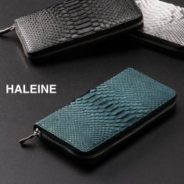 長財布 財布 メンズ ラウンドファスナー ダイヤモンド パイソン 本革 革 一枚革 HALEINE ブランド アレンヌ 蛇 蛇革 ヘビ ヘビ柄 パイソン柄 レザー 普段使い ギフト プレゼント グリーン ゴールド 金 金色 白 黒 (06000262-mens-1r) アクスタポーチ 推し活ケース 定年退職 バレンタイン 成人祝い 春財布