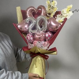 ２０２６年版成人式バルーンバンチ（桜満開タイプ）バルーン花束　成人式　バルーンと造花　成人式 花束 バルーンブーケ バルーンバンチ お祝い 豪華 和風 かわいい インスタ映え 送料無料 お名前印字 振袖と似合う　袴とバルーン　ボリューム花束
