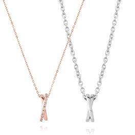 ラウンドクロッシング ペアネックレス リングトップ シルバー ペアアクセサリー ペア ネックレス・ペンダント キュービックジルコニア 記念日 プレゼント ギフト セット シンプル フリースタイル FSP1025M-1025LPG【FREE STYLE】
