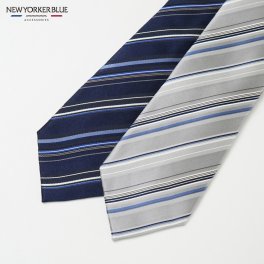 NEWYORKER BLUE（ニューヨーカーブルーネクタイ）ストライプ柄（マルチストライプ）ネクタイ 紺、シルバー ブランド ネクタイ【送料無料】ビジネス フレッシャーズ プレゼント ギフト クリスマス　結婚式 ネクタイピン スーツ ビジネス NB881615