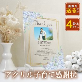 【アクリル子育て感謝状 A32】結婚式 フラワー 両親 プレゼント 名入れ無料 メッセージ 両親贈呈品 記念品 親ギフト 挙式 披露宴 入籍 家族婚 少人数婚 なし婚 子育て感謝状 フォトスタジオ
